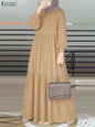 ZANZEA Elegant Muslim Abaya Hijab Long Dress Women Long Sleeve Ramadan Robe Spring Sundress Solid Loose Maxi Vestido Kaftan 2026