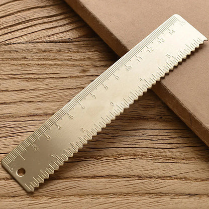 Vintage Brass Straight Ruler For Students Creative Metal Triangle Ruler Protractor Stationery Measuring Tool School Supplies New