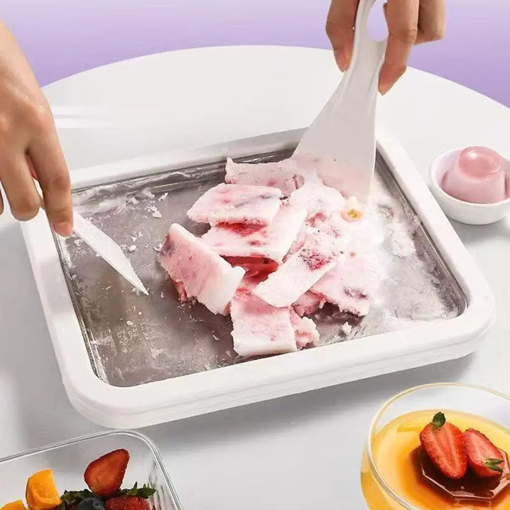Multifunctional Rolled Ice Cream Maker Stainless Steel Stir Fried Ice Tray DIY Household Frozen Yogurt Maker Child's Homemade