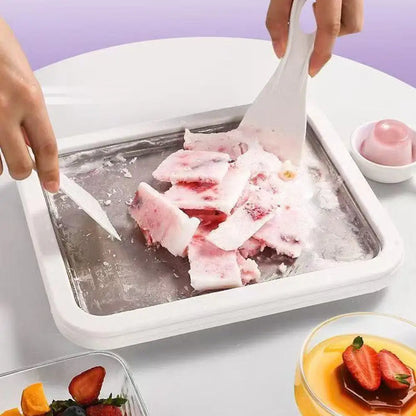 Multifunctional Rolled Ice Cream Maker Stainless Steel Stir Fried Ice Tray DIY Household Frozen Yogurt Maker Child's Homemade