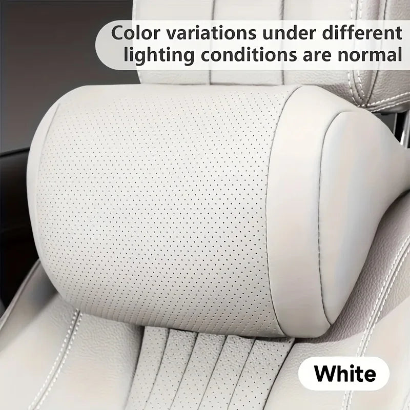 sk2026 New Luxury Nappa Car Headrest Ultra Soft Ergo-Designed Neck Support Hole-Punching Breathable All-Season Zero Pressure Fluffy Neck Support Easy Install Most Vehiclesa