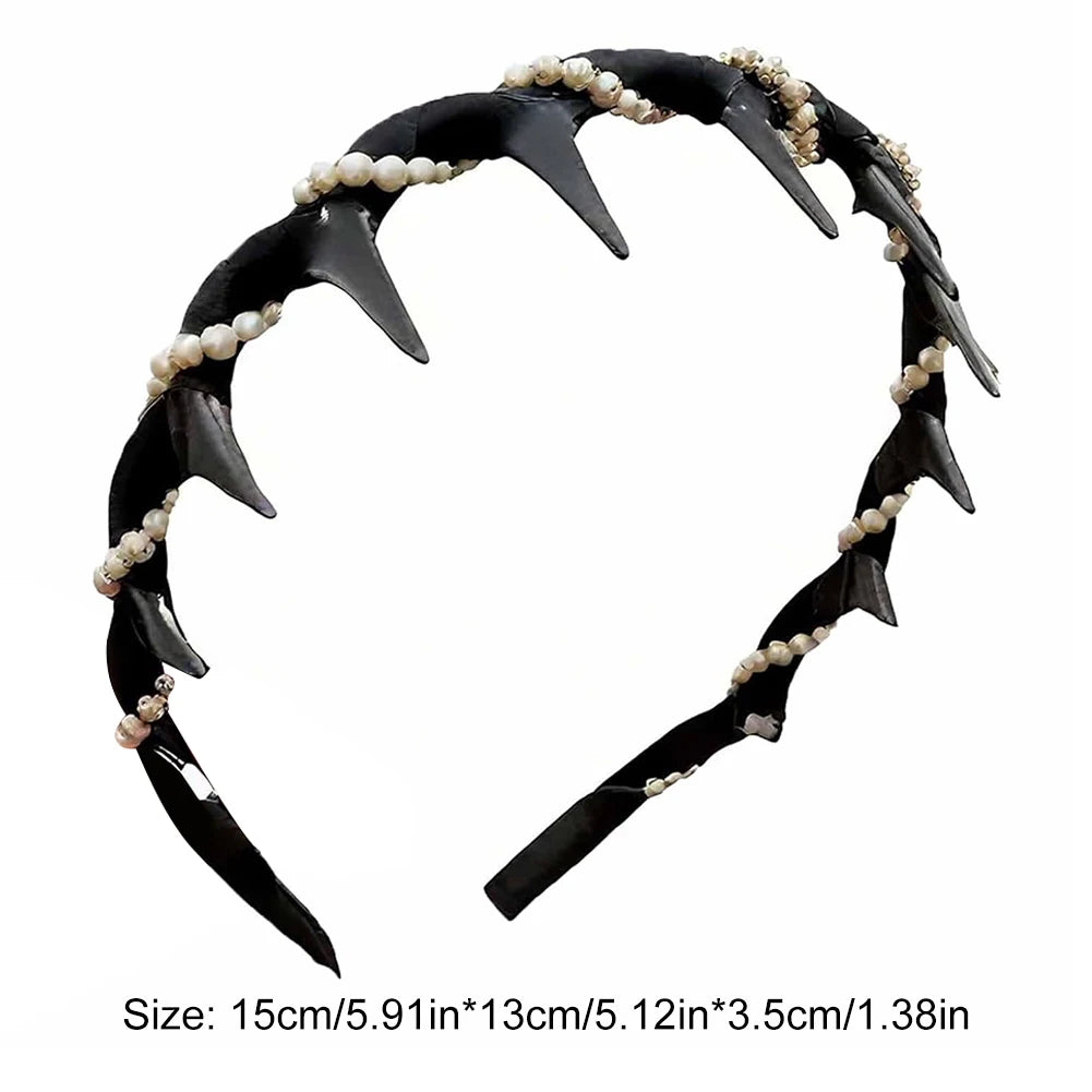 Vintage Velvet Pearl Wave Top Hairband Anti-Slip Toothed Hairband For Women Girls Fashion Sweet Hair Accessories Scrunchies Hoop