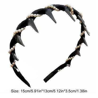 Vintage Velvet Pearl Wave Top Hairband Anti-Slip Toothed Hairband For Women Girls Fashion Sweet Hair Accessories Scrunchies Hoop