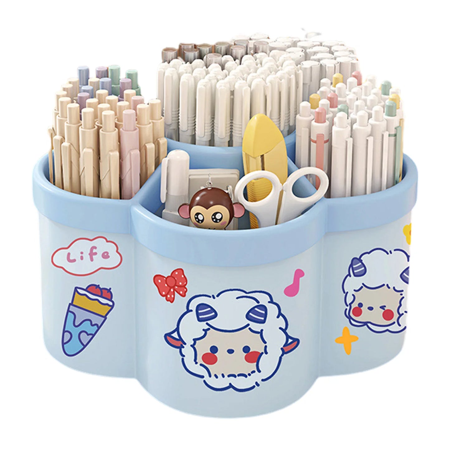 Multifunctional Rotating Pen Holder Desk Organizer Large Capacity Plastic Creative Storage Container Office Student Stationery