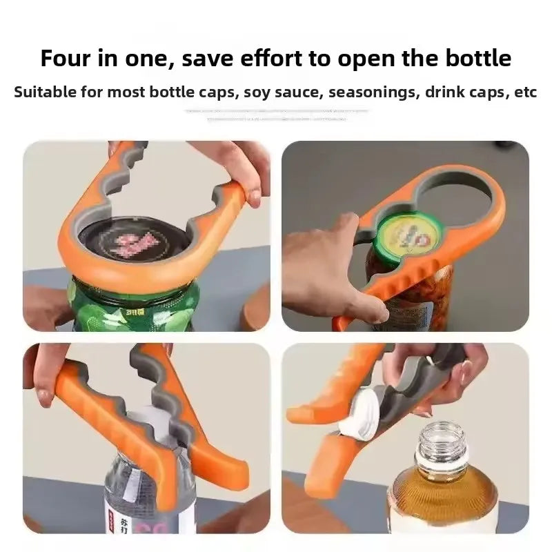Can Opener Multi Functional Four In One Beverage Bottle Opener Cap Twister Four Position Can Opener Anti Slip Cap Twister