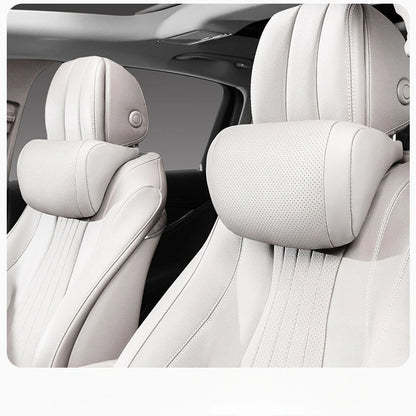 sk2026 New Luxury Nappa Car Headrest Ultra Soft Ergo-Designed Neck Support Hole-Punching Breathable All-Season Zero Pressure Fluffy Neck Support Easy Install Most Vehiclesa
