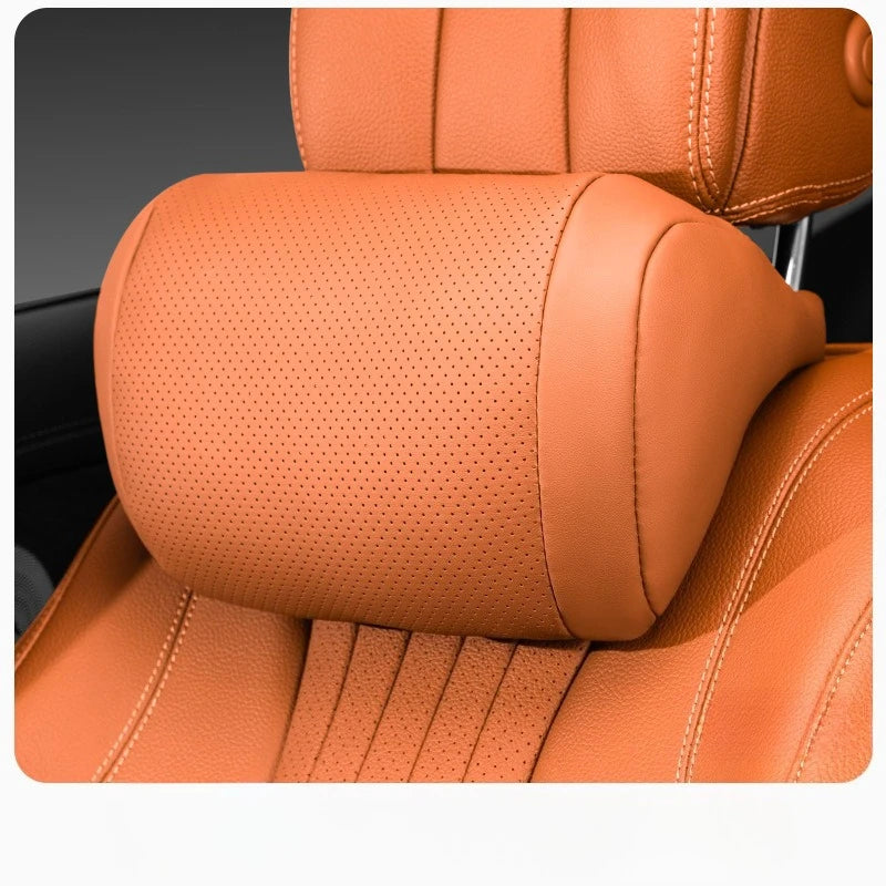 sk2026 New Luxury Nappa Car Headrest Ultra Soft Ergo-Designed Neck Support Hole-Punching Breathable All-Season Zero Pressure Fluffy Neck Support Easy Install Most Vehiclesa