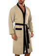 Men Terry Cloth Long Bathrobe Belted Design Double Pockets Casual Home Loungewear Loose Hotel Vacation Night Gown