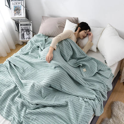 Premium Pure Cotton Waffle Weave Thermal Blanket Soft Comfortable Throw Blankets Lightweight Bed Cover Bedspreads All Season