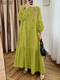 ZANZEA Fashion Women Long Lantern Sleeve Muslim Abaya Sundress Embroidery Maxi Dresses IsIamic Robe Kaftan Buttons Vestidos 2025
