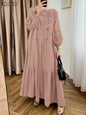 ZANZEA Fashion Women Long Lantern Sleeve Muslim Abaya Sundress Embroidery Maxi Dresses IsIamic Robe Kaftan Buttons Vestidos 2025