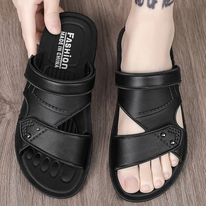 Summer Men's Sandals Leisure Beach Shoes Male Holiday Slippers Outdoor Retro Comfortable Casual Sandals leather Men Slippers