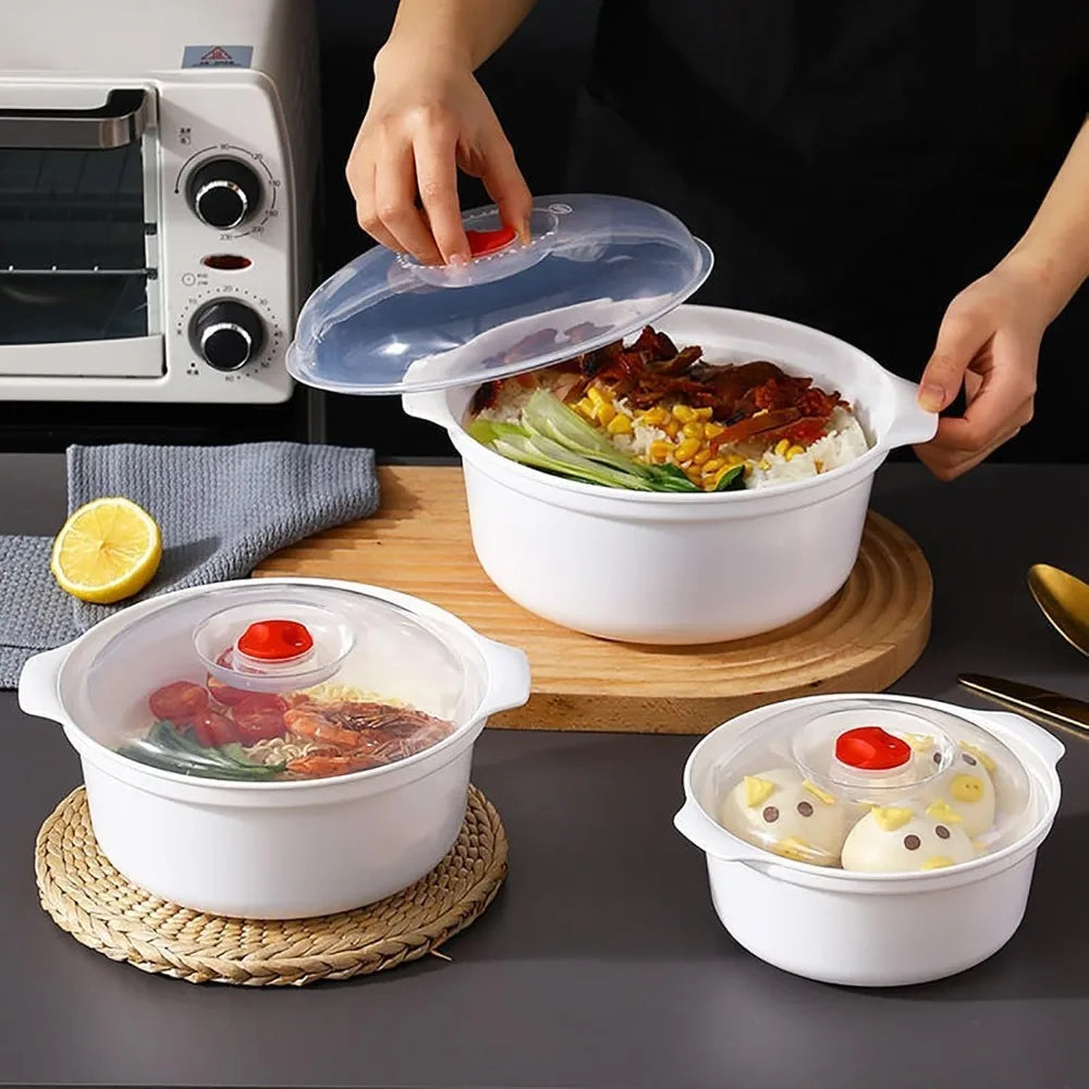 Microwavable Heating Bowl Plastic Food Grade BPA Free Cookware Kitchen Supplies Suitable for Boys and Girls Dishwasher Safe