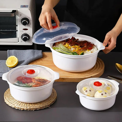 Microwavable Heating Bowl Plastic Food Grade BPA Free Cookware Kitchen Supplies Suitable for Boys and Girls Dishwasher Safe