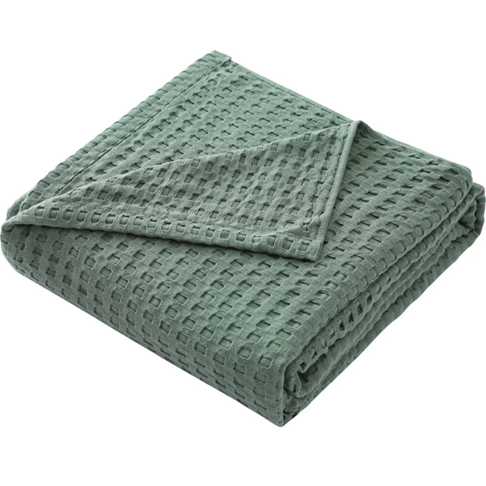 Premium Pure Cotton Waffle Weave Thermal Blanket Soft Comfortable Throw Blankets Lightweight Bed Cover Bedspreads All Season