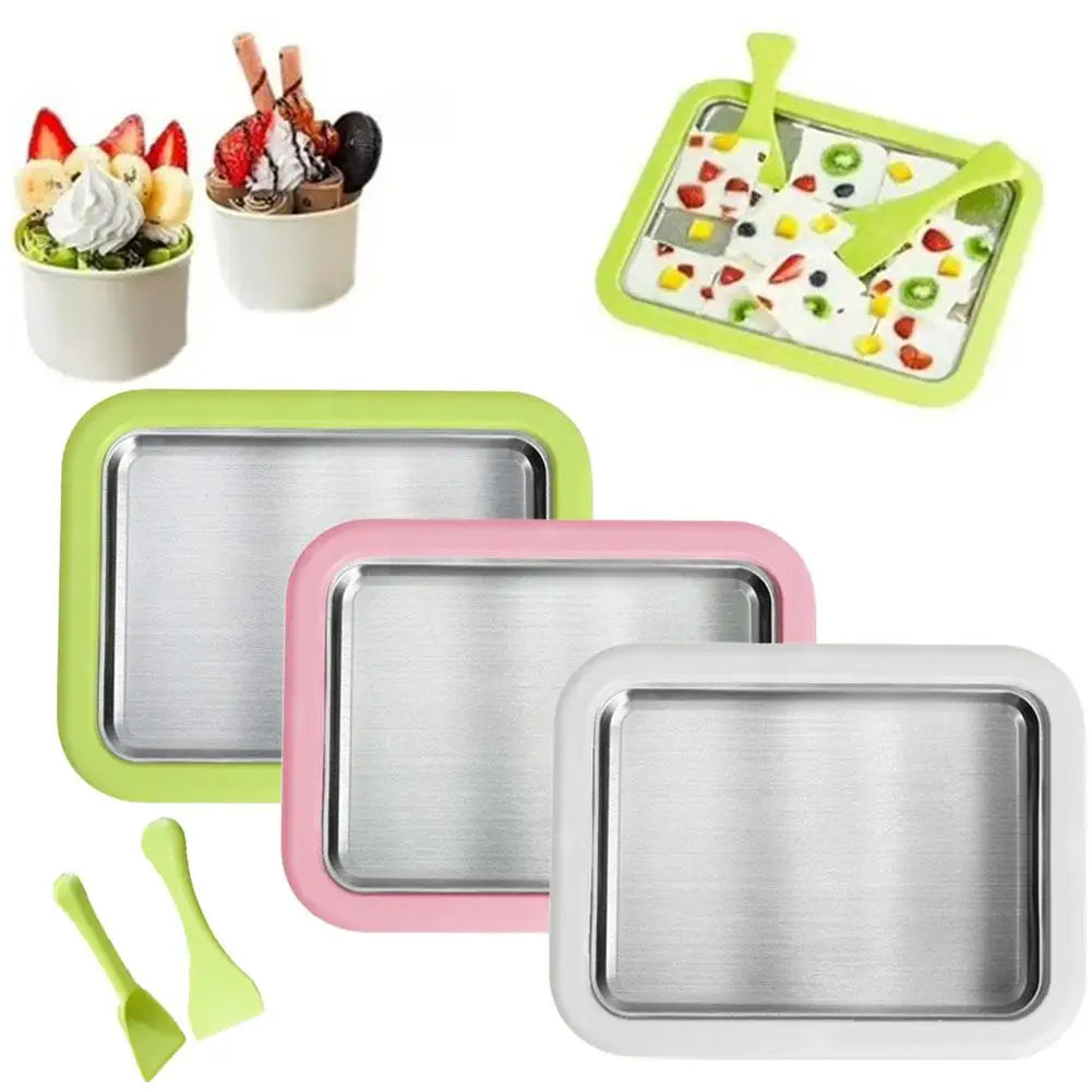 Multifunctional Rolled Ice Cream Maker Stainless Steel Stir Fried Ice Tray DIY Household Frozen Yogurt Maker Child's Homemade