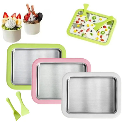 Multifunctional Rolled Ice Cream Maker Stainless Steel Stir Fried Ice Tray DIY Household Frozen Yogurt Maker Child's Homemade