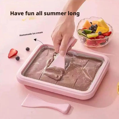 Multifunctional Rolled Ice Cream Maker Stainless Steel Stir Fried Ice Tray DIY Household Frozen Yogurt Maker Child's Homemade