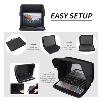 Foldable Laptop Sun Shade for 12-16 Inch, Outdoor Anti-glare Monitor Visor, Ultra-light Portable Sun Hood for Work Travel
