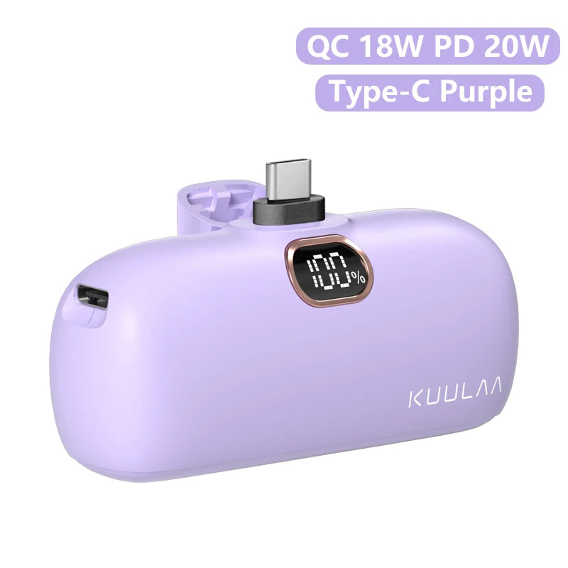 KUULAA Mini Power Bank 5000mAh Portable Charger PowerBank QC PD Fast Charging External Battery For iPhone 16 15 14 13 Xiaomi